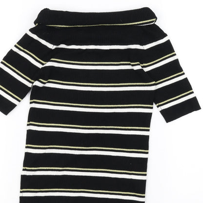 Next Womens Black Striped  Pullover Jumper Size 12