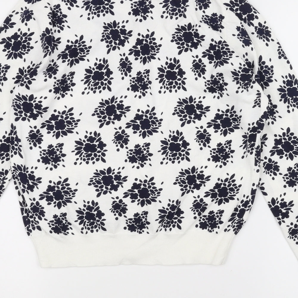 uni Womens White Floral  Cardigan Jumper Size XS