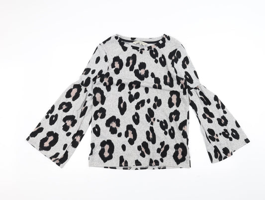 F&F Womens Grey Animal Print  Pullover Jumper Size 6