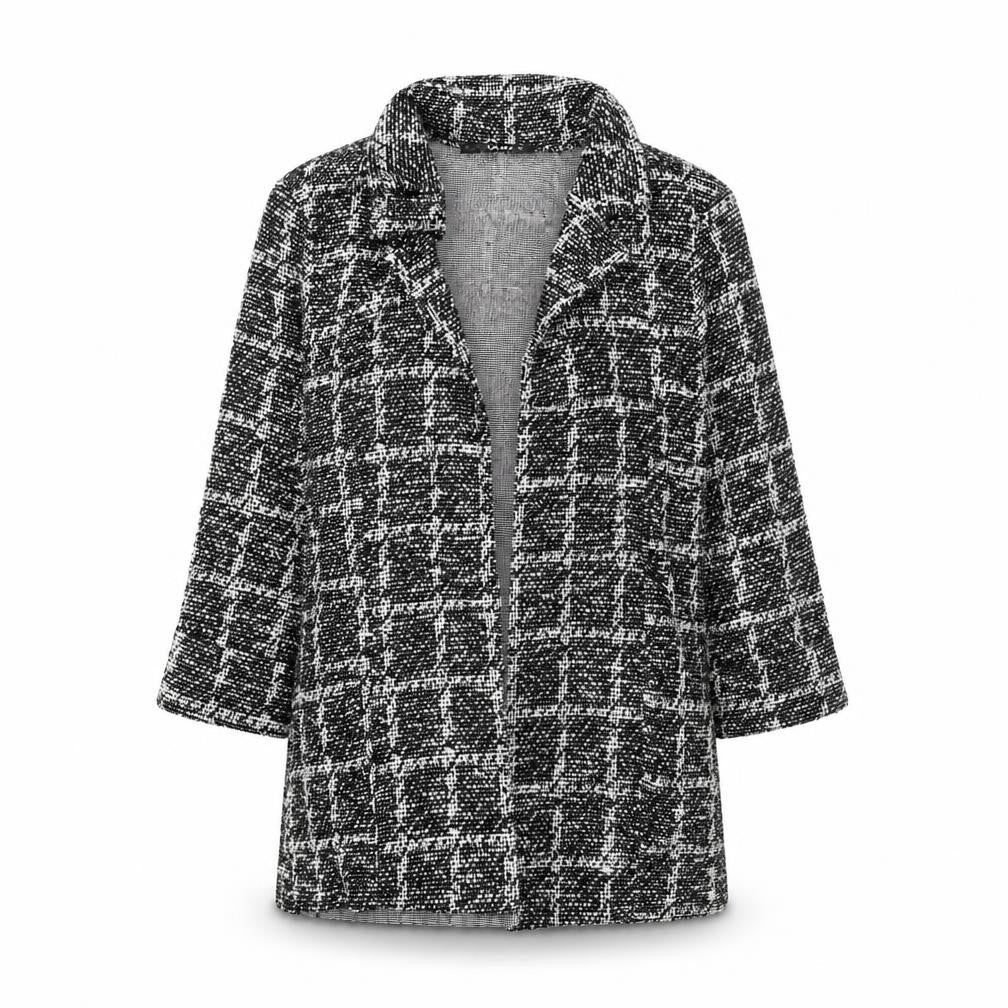 Quiz Womens Black Plaid  Jacket  Size 8