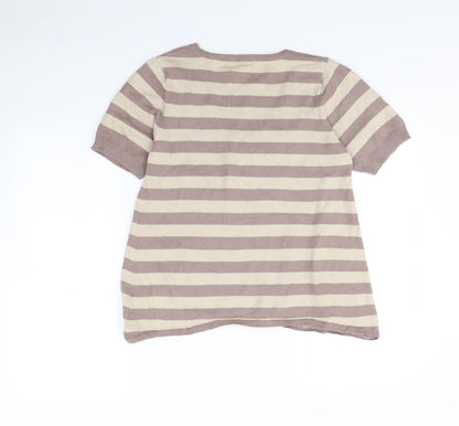 Preloved TU Womens Beige Striped  Pullover Jumper Size 12 - Back