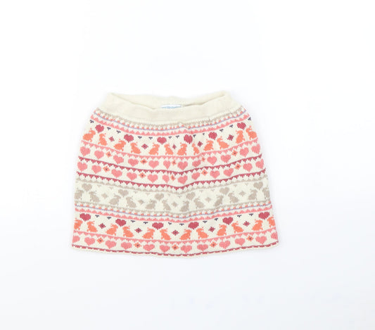 Vertbaudet Girls Beige Striped  Mini Skirt Size 2 Years