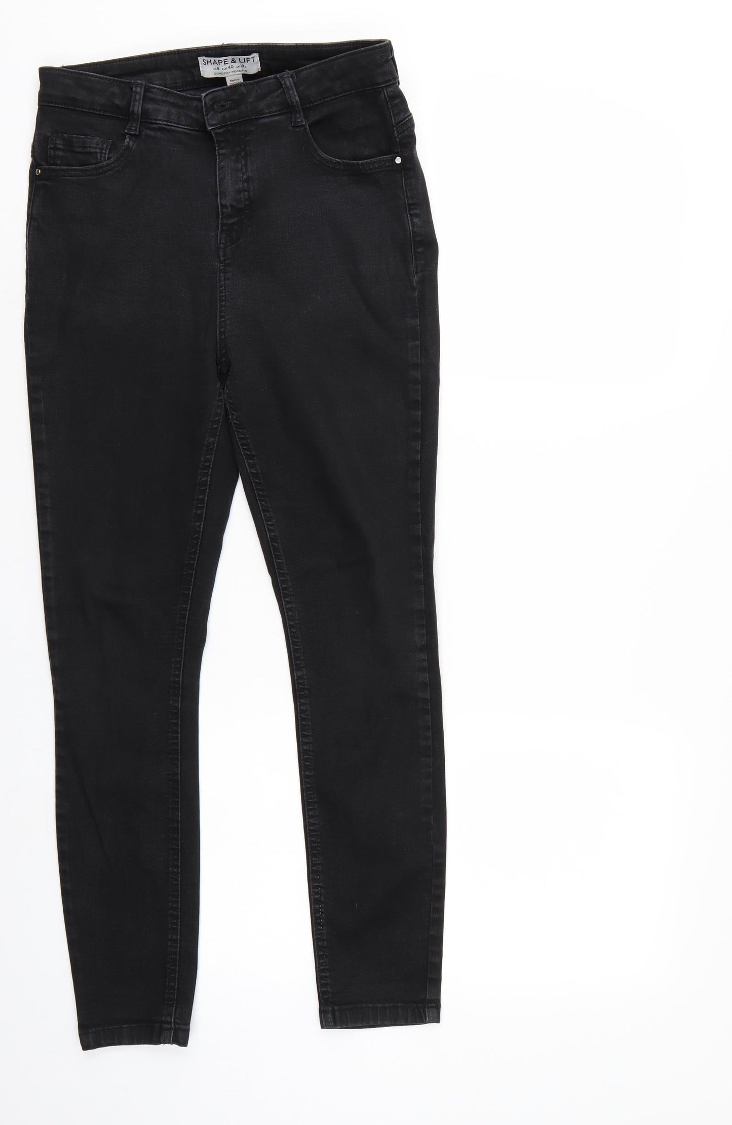 Dorothy Perkins Womens Black  Denim Straight Jeans Size 8 L25 in