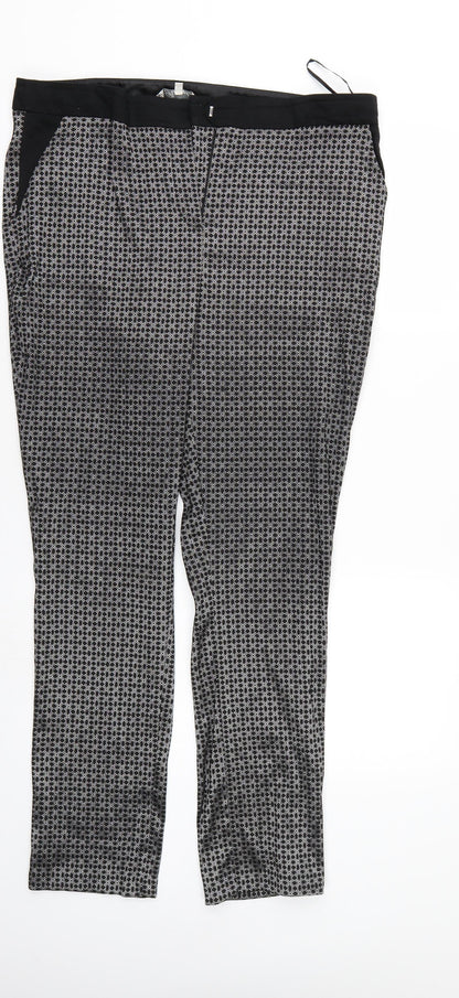 Peacocks Womens Black Argyle/Diamond  Trousers  Size 16 L28 in
