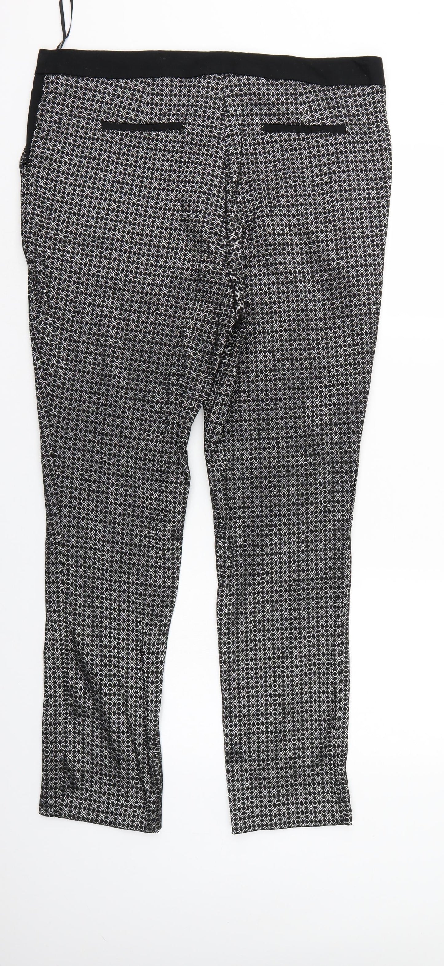 Peacocks Womens Black Argyle/Diamond  Trousers  Size 16 L28 in