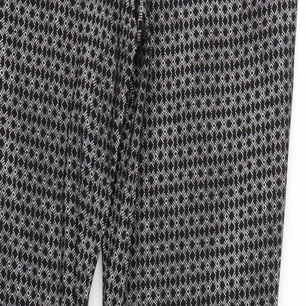 Peacocks Womens Black Argyle/Diamond  Trousers  Size 16 L28 in
