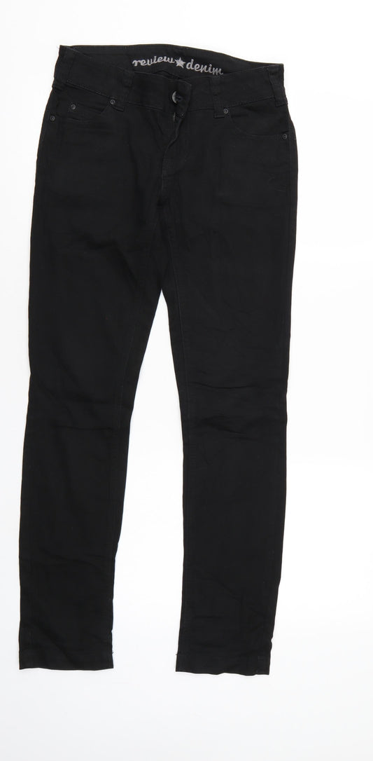 Review Mens Black  Denim Straight Jeans Size 26 L30 in