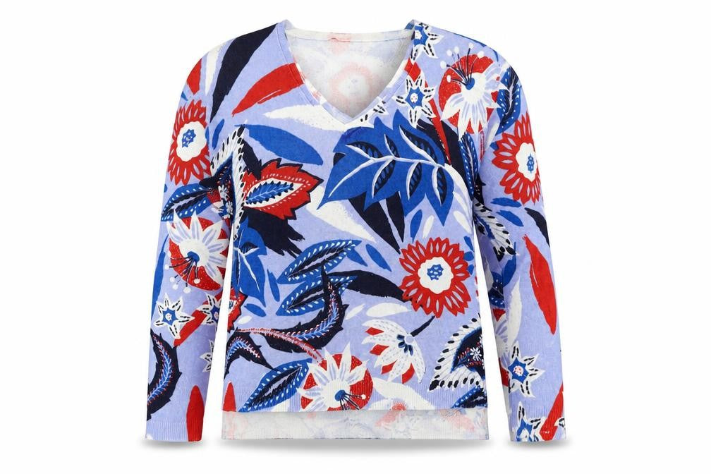 Marks & Spencer Womens Blue Floral  Pullover Jumper Size 10