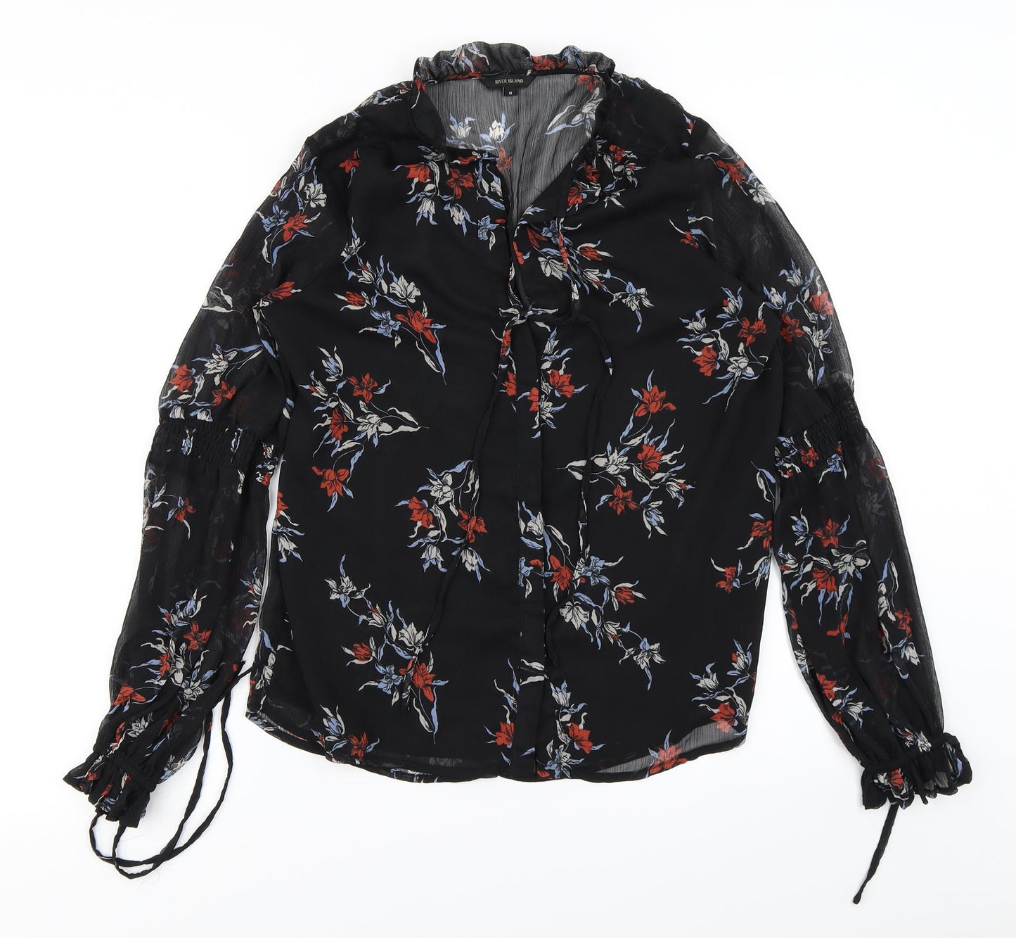 River Island Womens Black Floral  Basic Blouse Size 8
