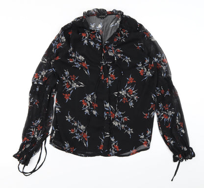 River Island Womens Black Floral  Basic Blouse Size 8