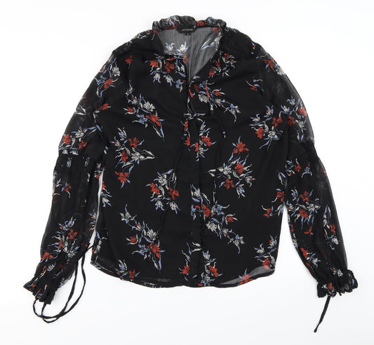 River Island Womens Black Floral  Basic Blouse Size 8