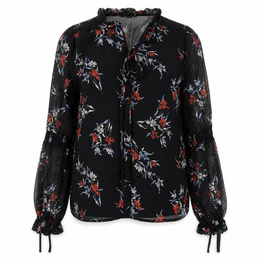 River Island Womens Black Floral  Basic Blouse Size 8