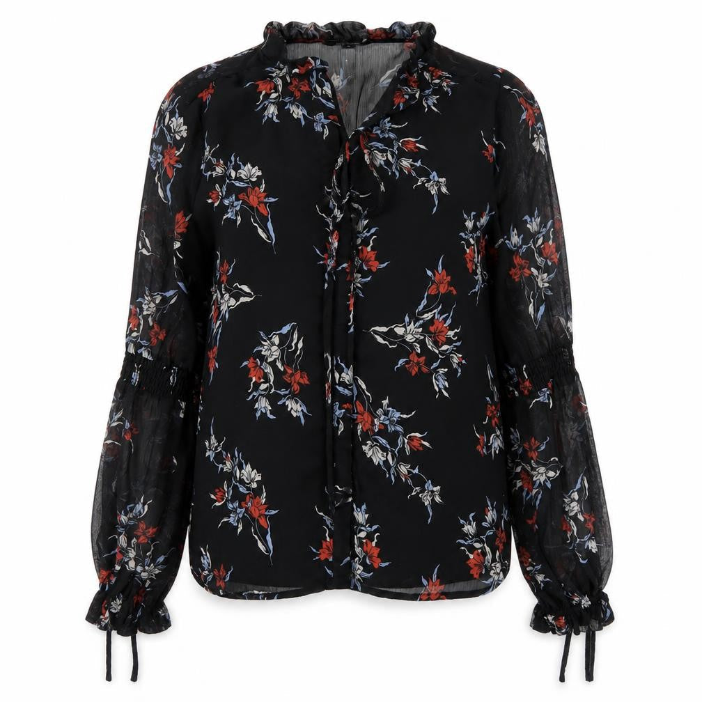 River Island Womens Black Floral  Basic Blouse Size 8