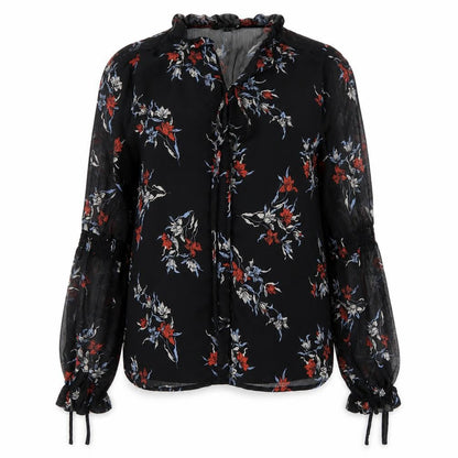 River Island Womens Black Floral  Basic Blouse Size 8