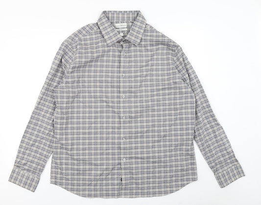 Lucky Brand Mens Grey Plaid   Button-Up Size XL