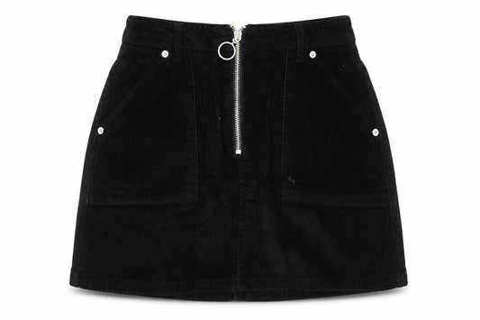 Topshop Womens Black  Corduroy A-Line Skirt Size 8
