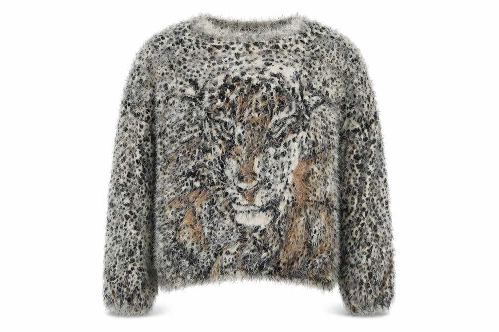 West One Womens Brown Animal Print Knit Pullover Jumper Size S