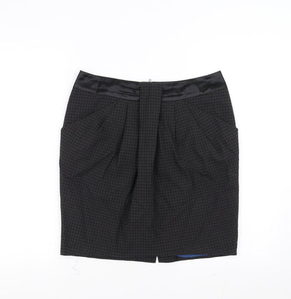 Next Womens Black Check  Straight & Pencil Skirt Size 10