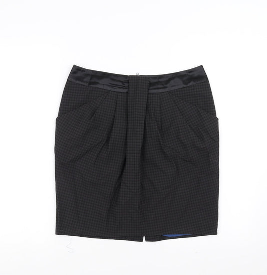 NEXT Womens Black Check  Straight & Pencil Skirt Size 10