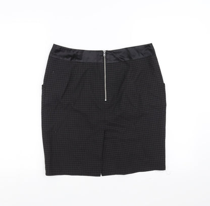 Next Womens Black Check  Straight & Pencil Skirt Size 10
