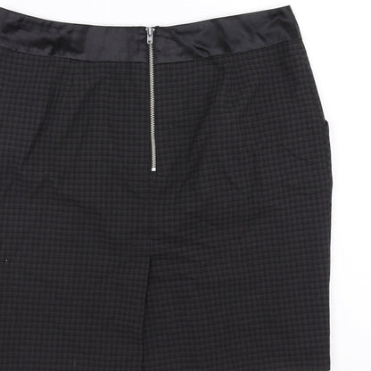 Next Womens Black Check  Straight & Pencil Skirt Size 10