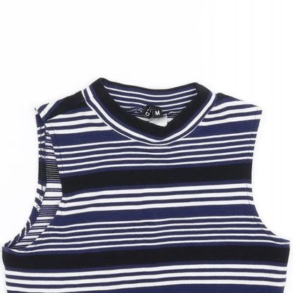 Divided by H&M Womens Blue Striped  Basic Tank Size M