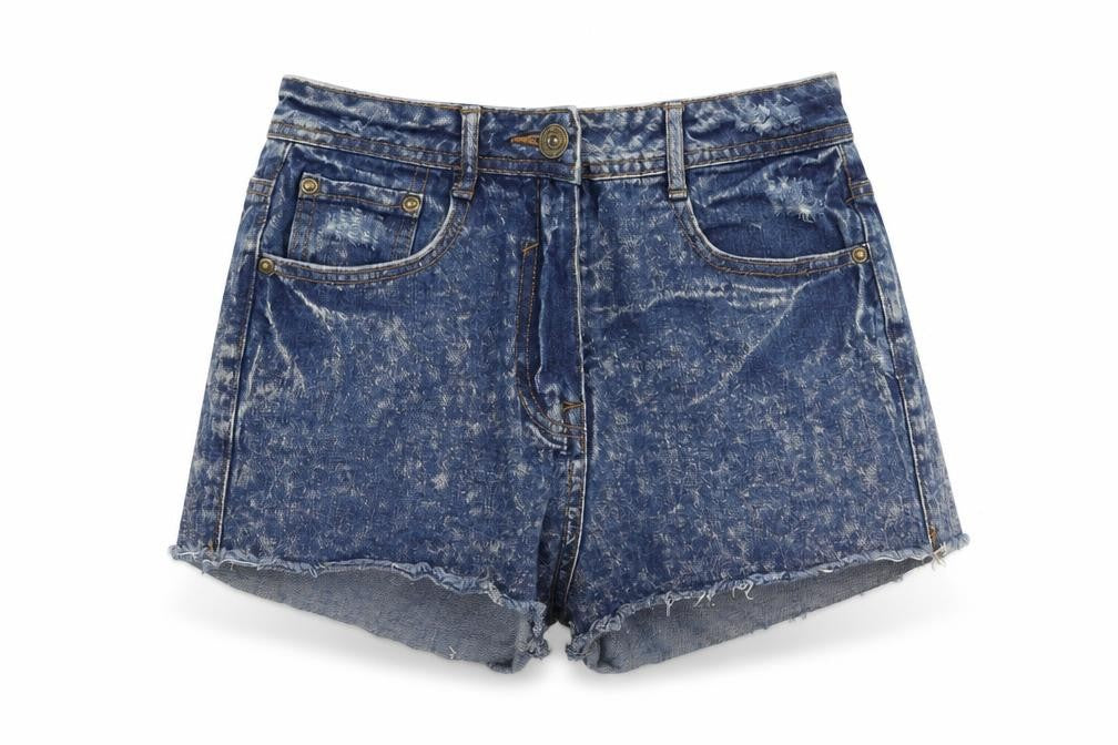 Blonde + Blonde Womens Blue  Denim Hot Pants Shorts Size 10 - distressed hem