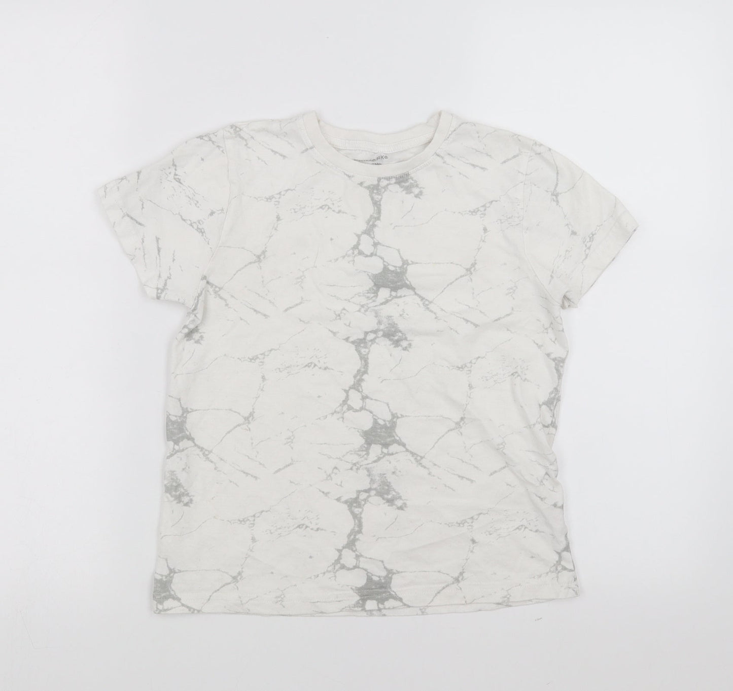 Primark Boys White   Basic T-Shirt Size 8-9 Years  - Marble effect