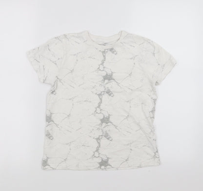 Primark Boys White   Basic T-Shirt Size 8-9 Years  - Marble effect