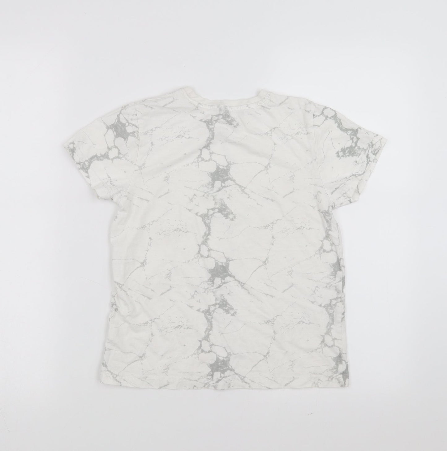 Primark Boys White   Basic T-Shirt Size 8-9 Years  - Marble effect
