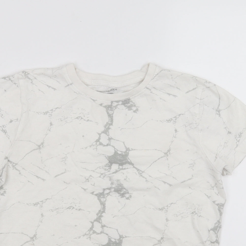 Primark Boys White   Basic T-Shirt Size 8-9 Years  - Marble effect