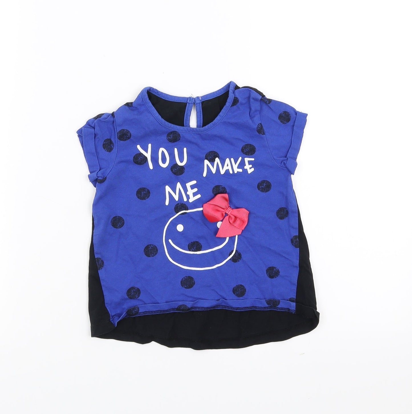 Matalan Girls Blue   Basic T-Shirt Size 18-24 Months  - you make me smile