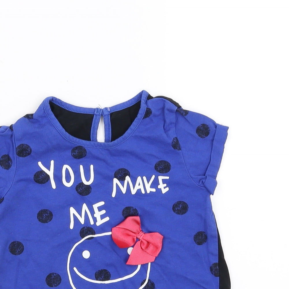 Matalan Girls Blue   Basic T-Shirt Size 18-24 Months  - you make me smile