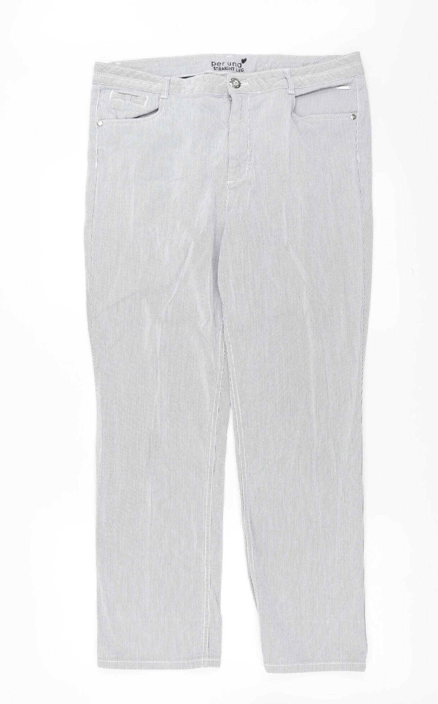 Marks and Spencer Womens Blue Striped  Trousers  Size 36 in L27 in - straight