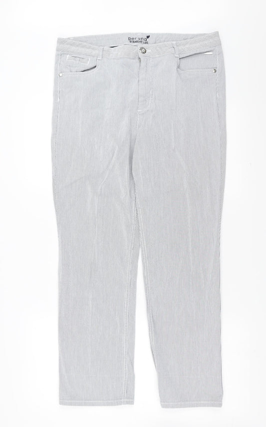 Marks and Spencer Womens Blue Striped  Trousers  Size 36 in L27 in - straight