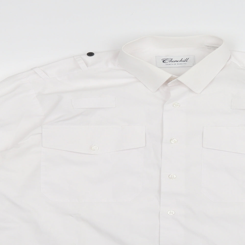 Churchill Mens White    Button-Up Size 15.5