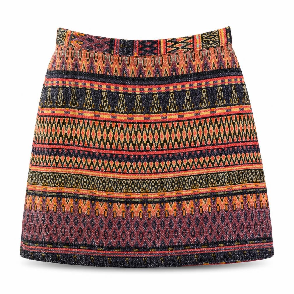 Topshop Womens Multicoloured Argyle/Diamond  A-Line Skirt Size 8