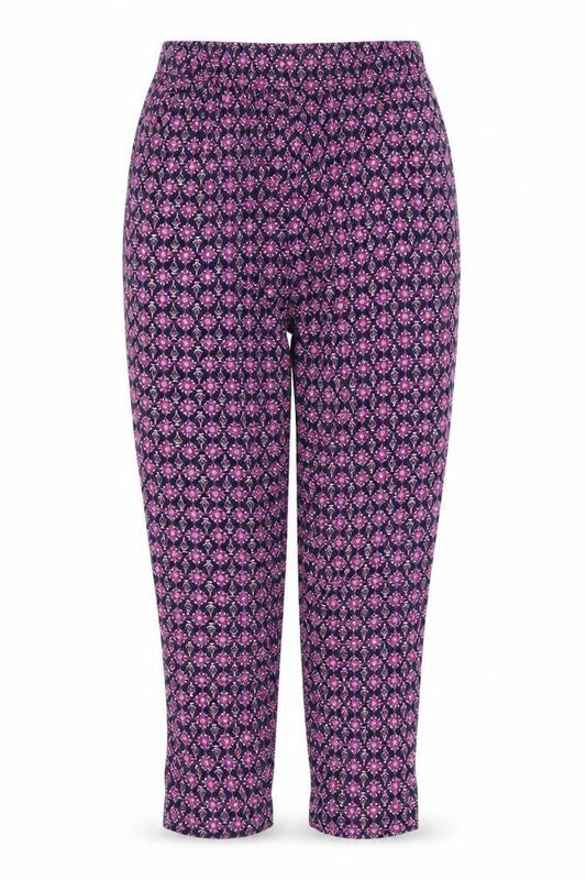 collection Womens Purple Floral  Trousers  Size 12 L23 in - Stretch waistband