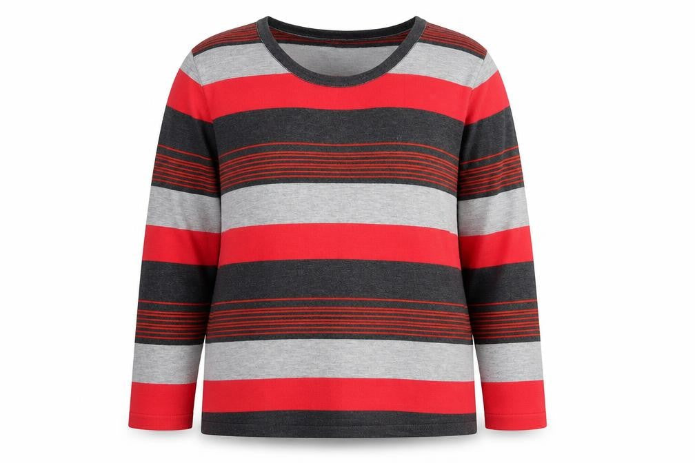 chanti Womens Red Striped  Basic T-Shirt Size M
