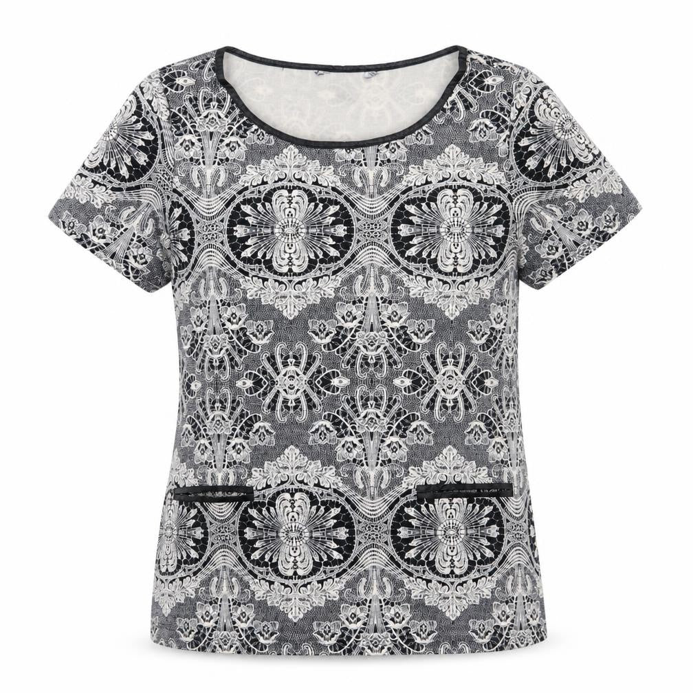 Dorothy Perkins Womens Black Geometric  Basic T-Shirt Size 10