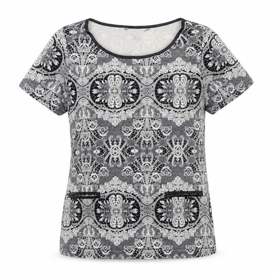 Dorothy Perkins Womens Black Geometric  Basic T-Shirt Size 10