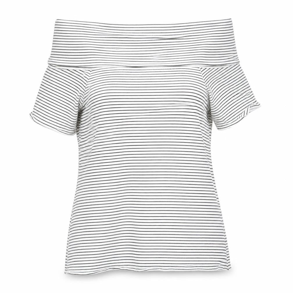 love tees Womens White Striped  Basic T-Shirt Size 14