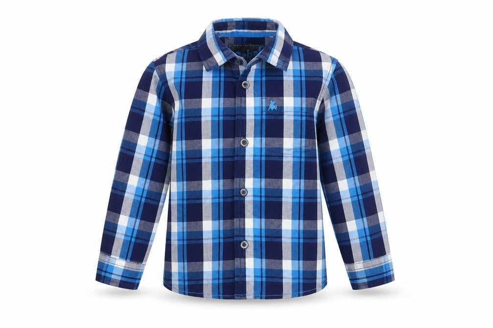 Rebel Boys Blue Check  Basic Button-Up Size 3-4 Years