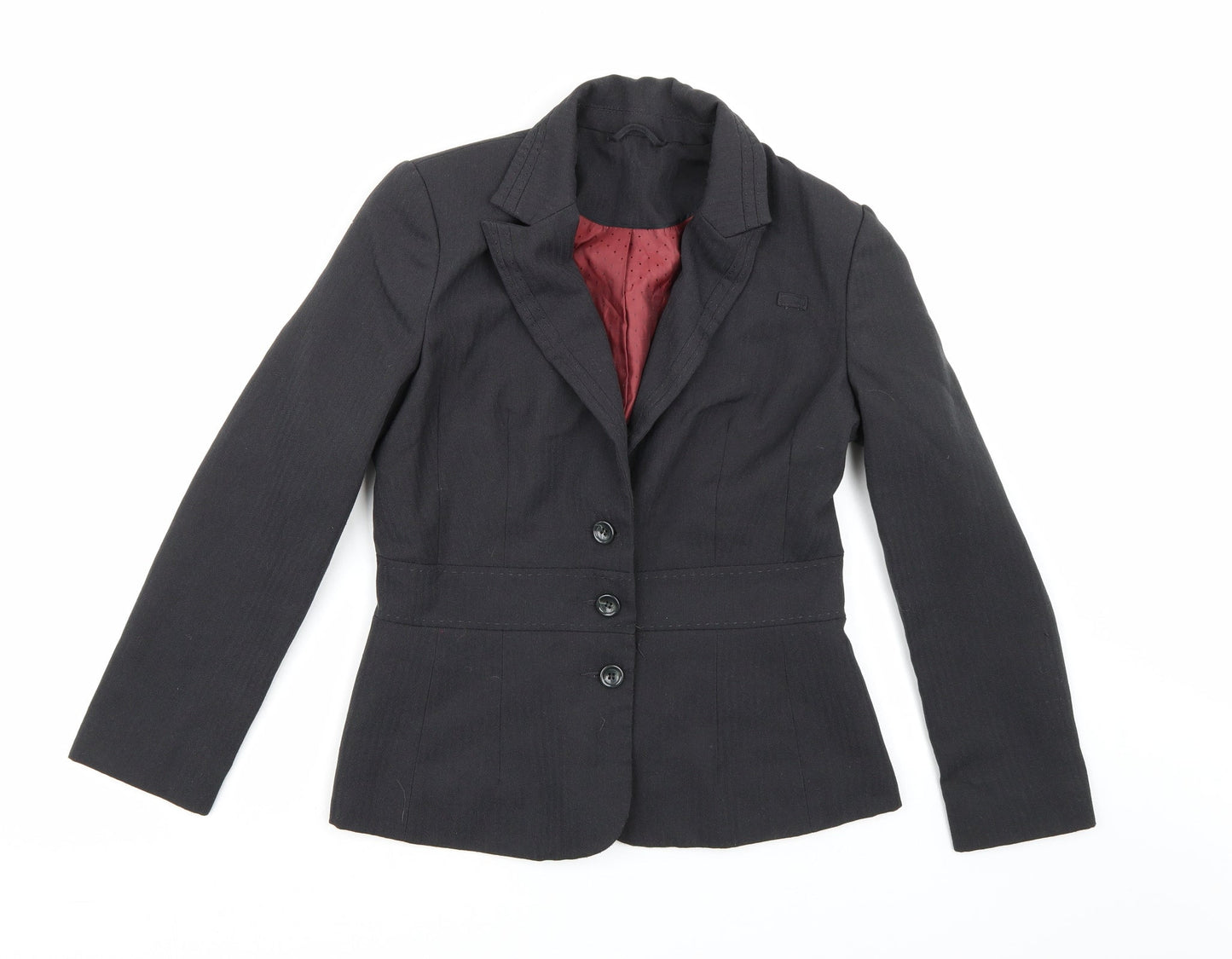 TESCO Womens Grey Striped Rayon Jacket Blazer Size 8