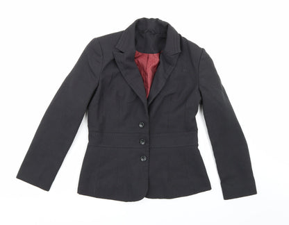 F&F Womens Grey Striped Rayon Jacket Blazer Size 8