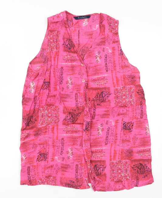 Isabelle Womens Pink Paisley  Basic Button-Up Size 12