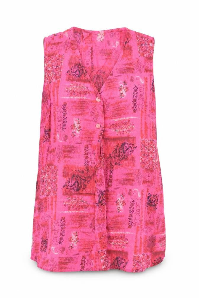 Isabelle Womens Pink Paisley  Basic Button-Up Size 12