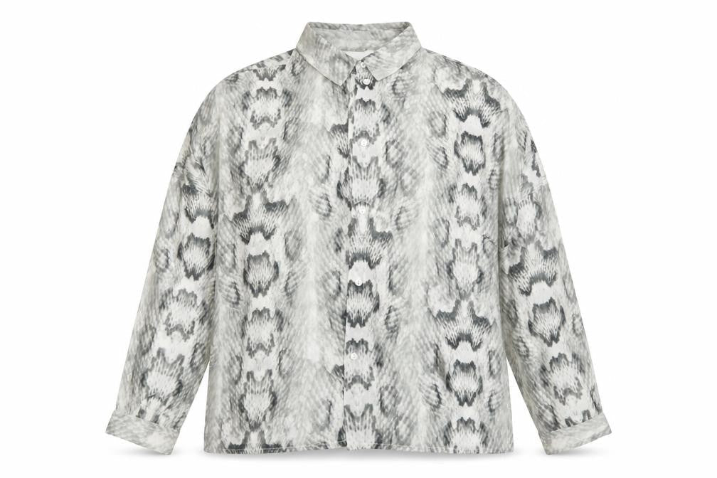 H&M Womens Grey Animal Print  Basic Button-Up Size 8