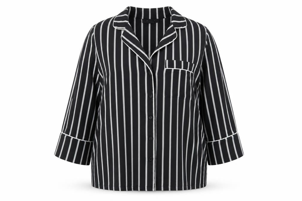 Atmosphere Womens Black Striped  Basic Button-Up Size 12
