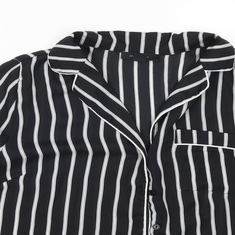 Atmosphere Womens Black Striped  Basic Button-Up Size 12